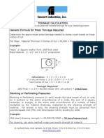 Tonnage Calculation General Formula For Press Tonnage Required