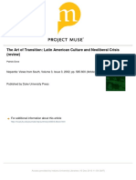 The Art of Transition - Latin American Culture and Neoliberal Crisis (Review Article On Masiello)