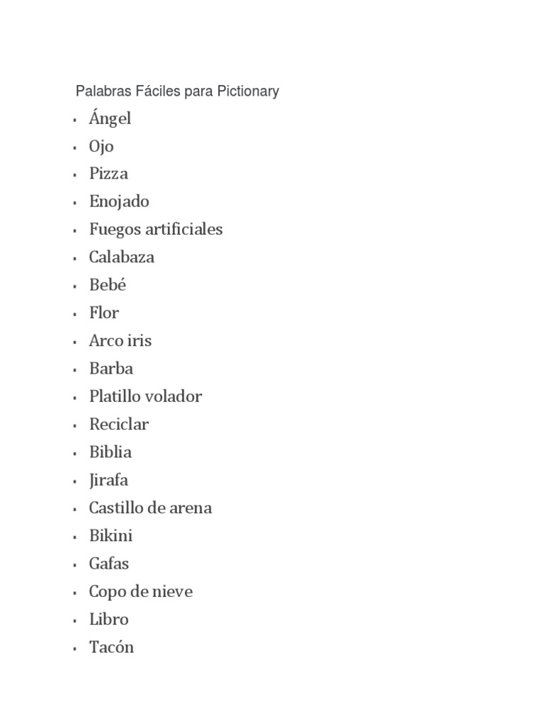 Palabras para Pictionary | PDF | Naturaleza, image size:768x1024