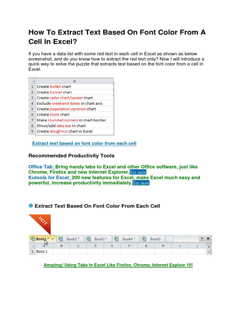 How To Extract Text Based On Font Color From A Cell In Excel Visual