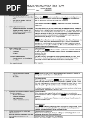 behavior intervention plan form