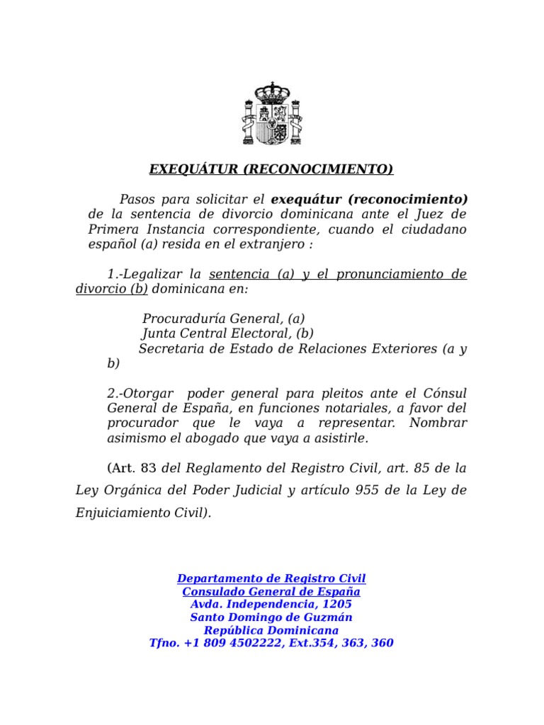 Solicitud de Exequátur en RD | PDF