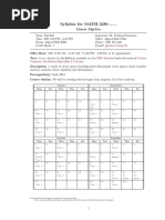 Syllabus For MATH 3280: Linear Algebra