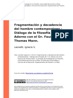 Leonetti, Ignacio S. (2013) - Fragmentacion y Decadencia Del Hombre Contemporaneo Dialogo de La Filosofia de T. W. Adorno Con El Dr. Faus (..)