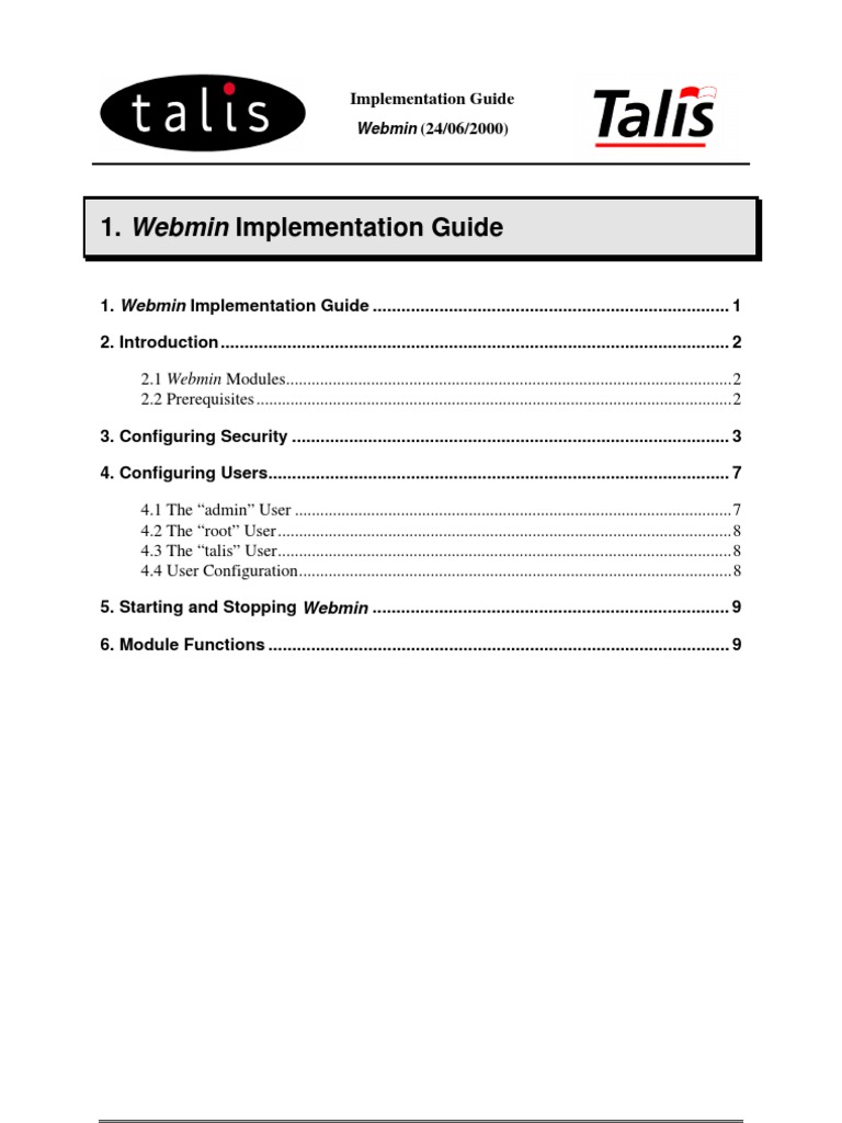 Webmin Implementation Guide | PDF | World Wide Web | Internet & Web