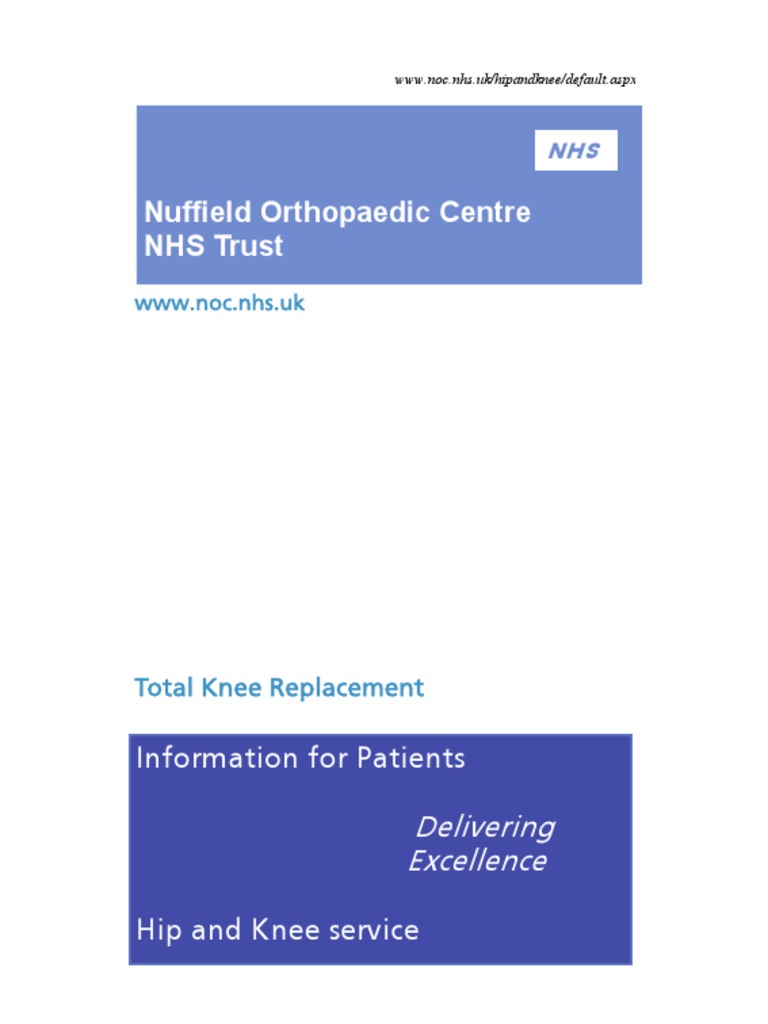 Nuffield Orthopaedic Centre NHS Trust Delivering Excellence PDF Surgery Physical Therapy