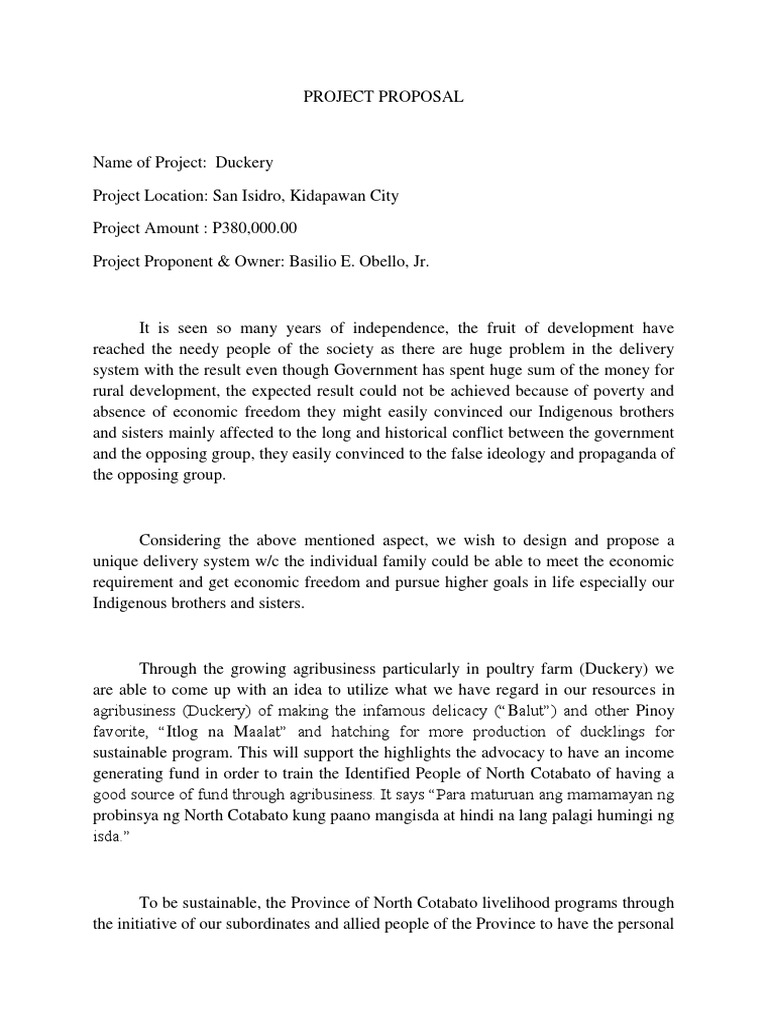 Duckery Project Proposal for Livelihood | PDF | Sustainability | Economies