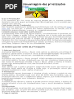 12 Vantagens e Desvantagens Das Privatizações