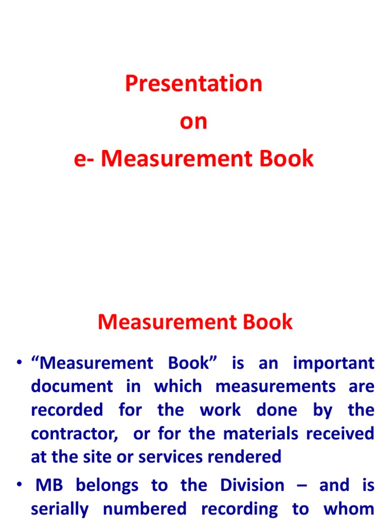 Presentation On EMeasurement Book PDF Measurement Specification
