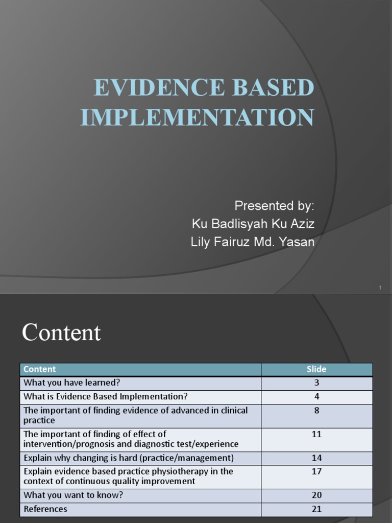 Evidence-Based Practice in Physiotherapy | PDF | Evidence Based ...