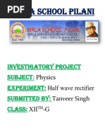 Birla School Pilani: Investigatory Project Subject: Experiment: Submitted By: Class