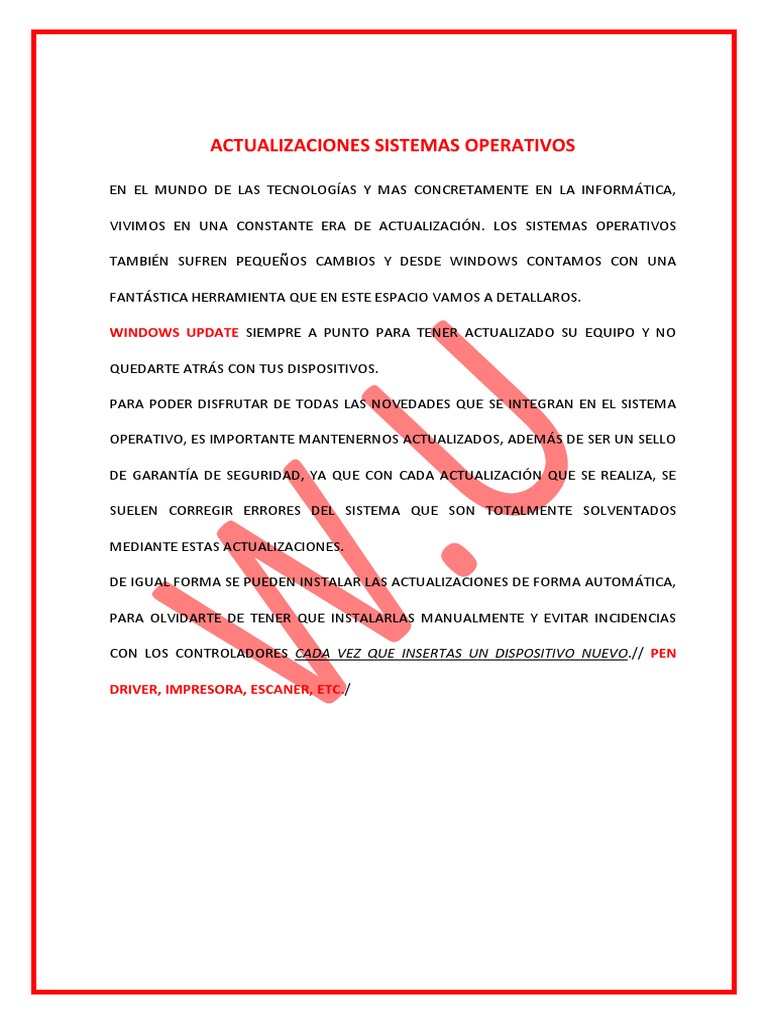 Actualizaciones de Sistemas Operativos | PDF | Informática | Tecnología