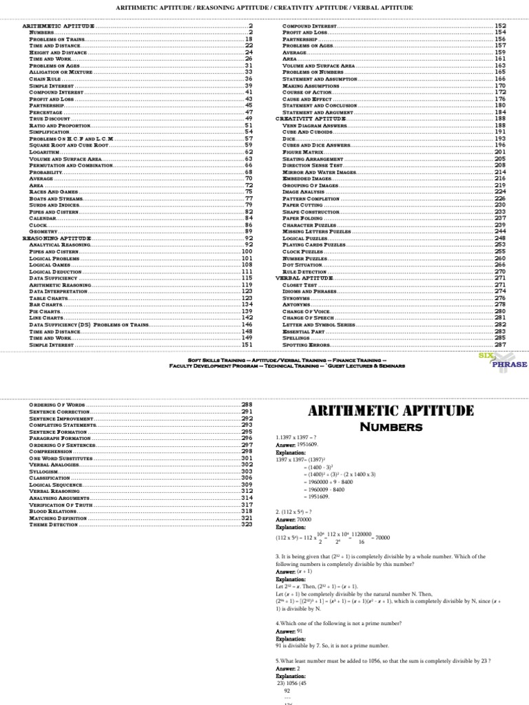 Aptitude Test Overview and Topics | PDF | Division (Mathematics