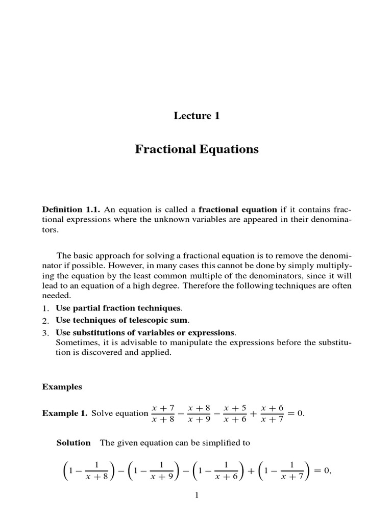 Excerpt 001 PDF | PDF | Fraction (Mathematics) | Equations