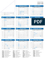 2018 Calendar Portrait Format