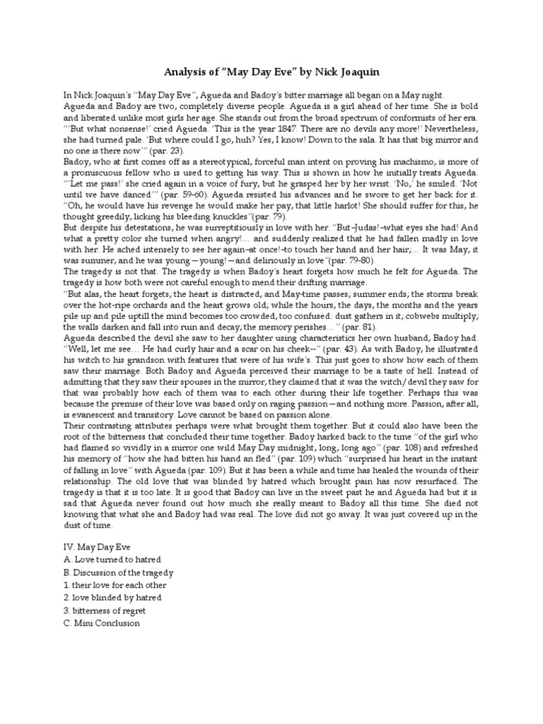 Analaysis of May Day Eve by Nick Joaquin (Charm)