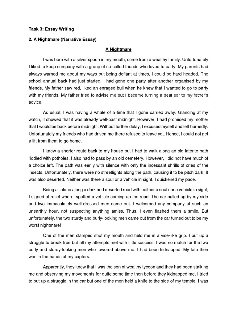 nightmare narrative essay