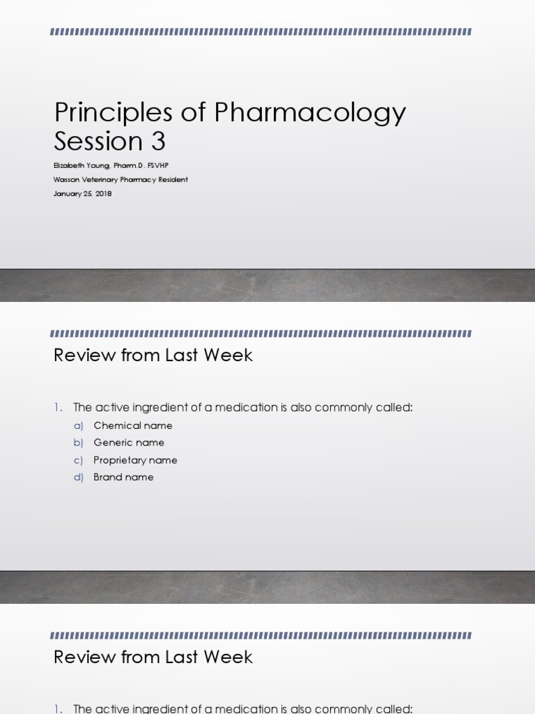 Principles Of Pharmacology Session 3 Medical Prescription Generic Drug