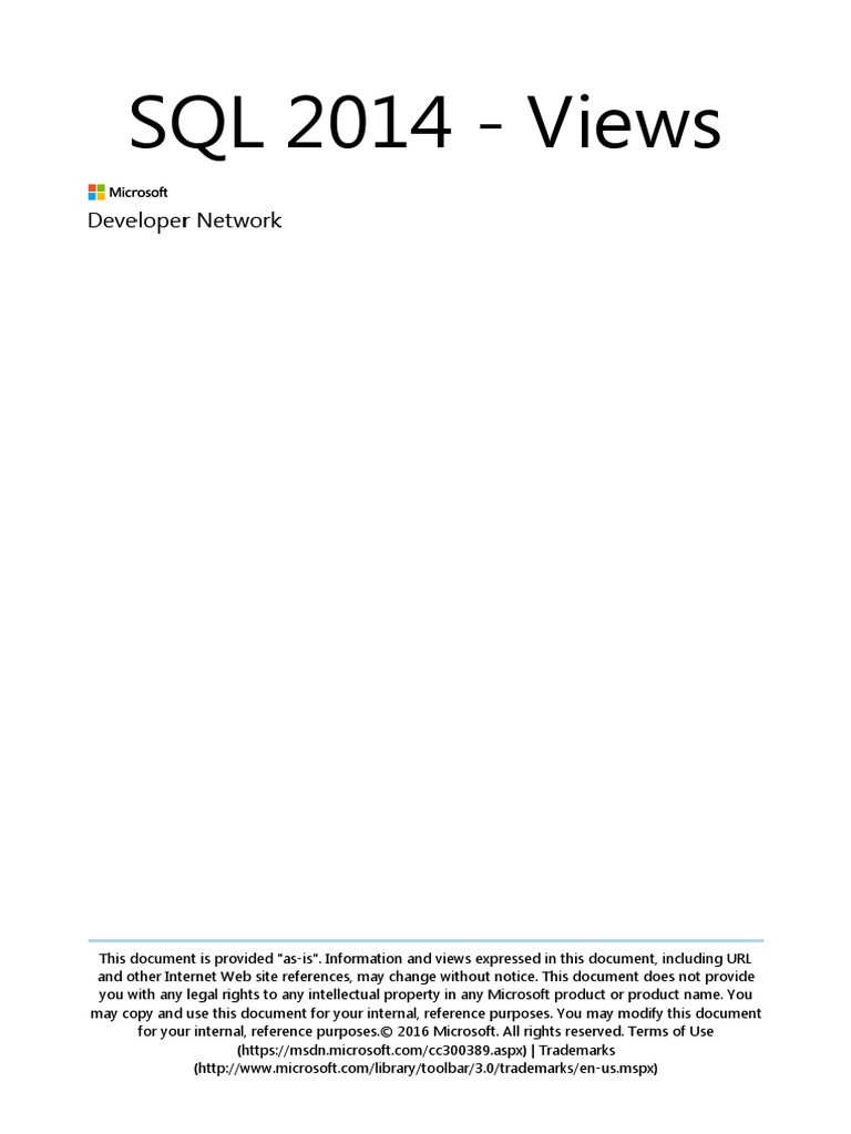 SQL 2014 - Views | PDF | Microsoft Sql Server | Database Index