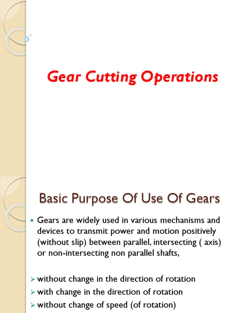 Gear Cutting Operations PDF Machine (Mechanical) Gear