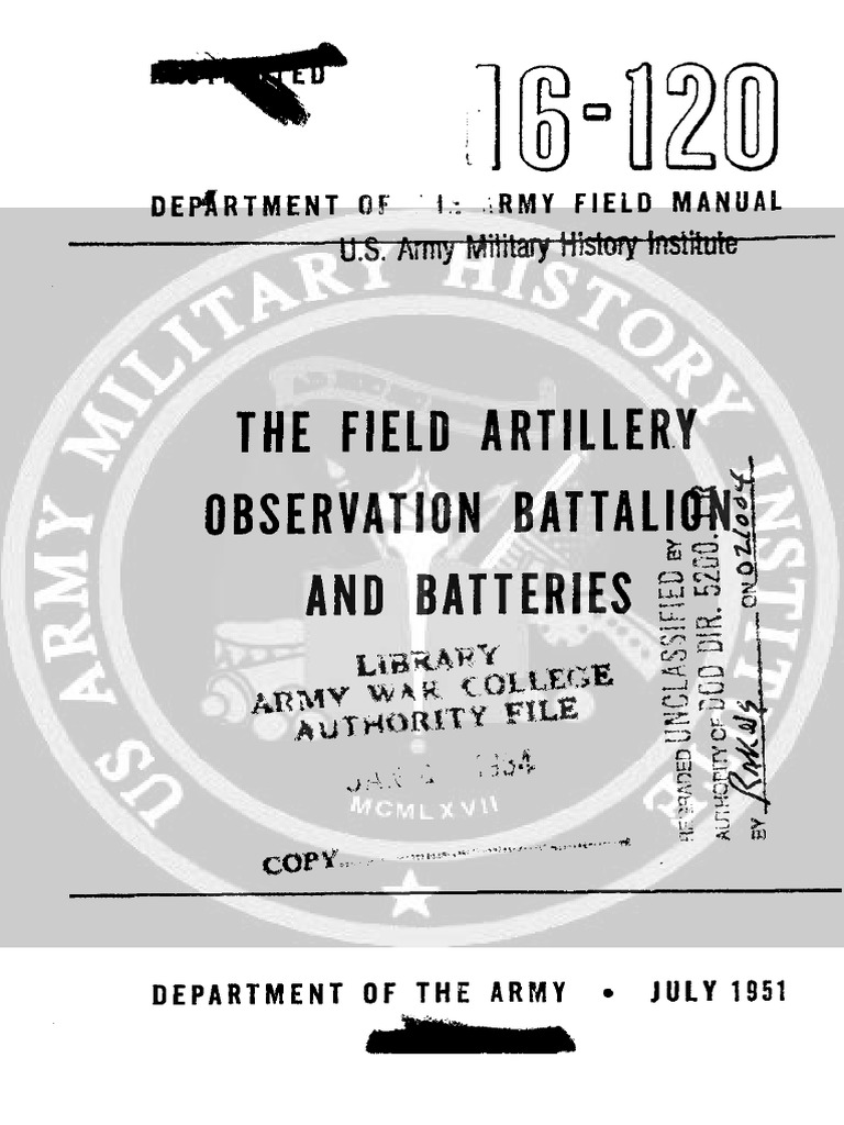 FM6120 The Field Artillery Observation Battalion and Batteries PDF