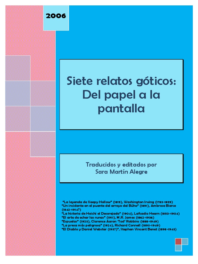 Siete Relatos Góticos de Papel A La Pantalla PDF Ficcion gotica Novelas foto