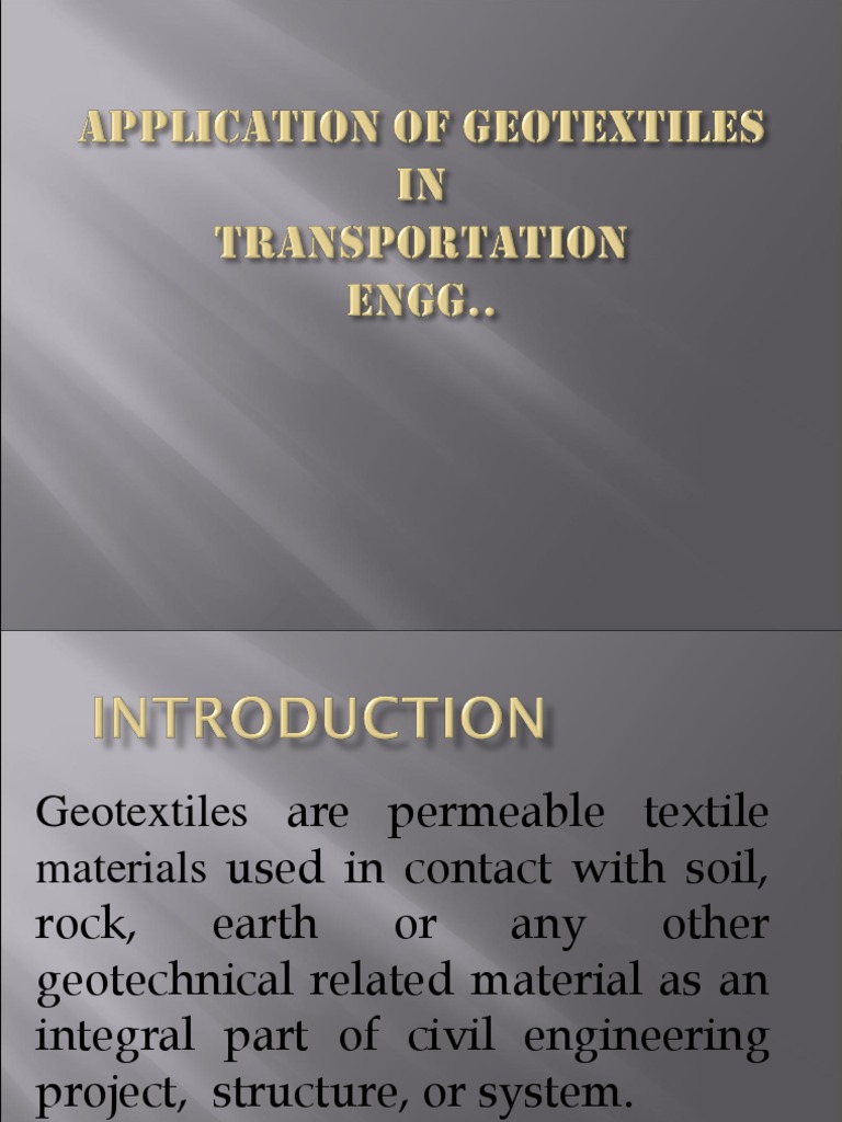 Applications of Geotextiles in Engineering | PDF | Road Surface ...