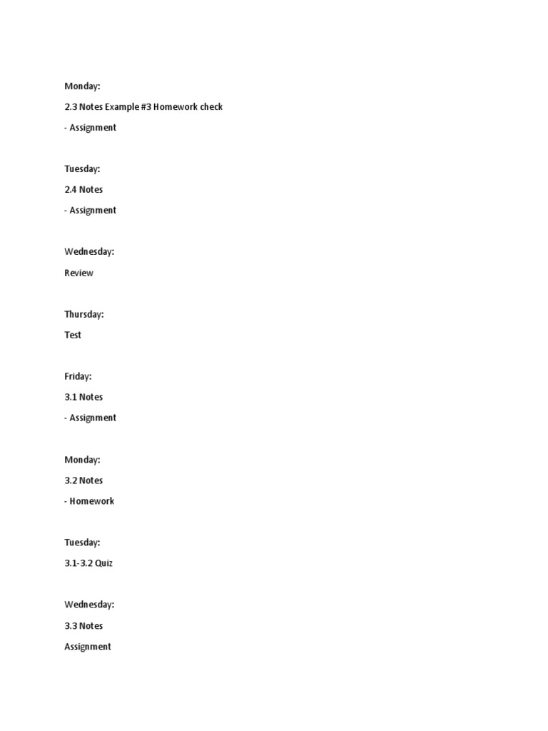 Monday: 2.3 Notes Example #3 Homework Check - Assignment | PDF