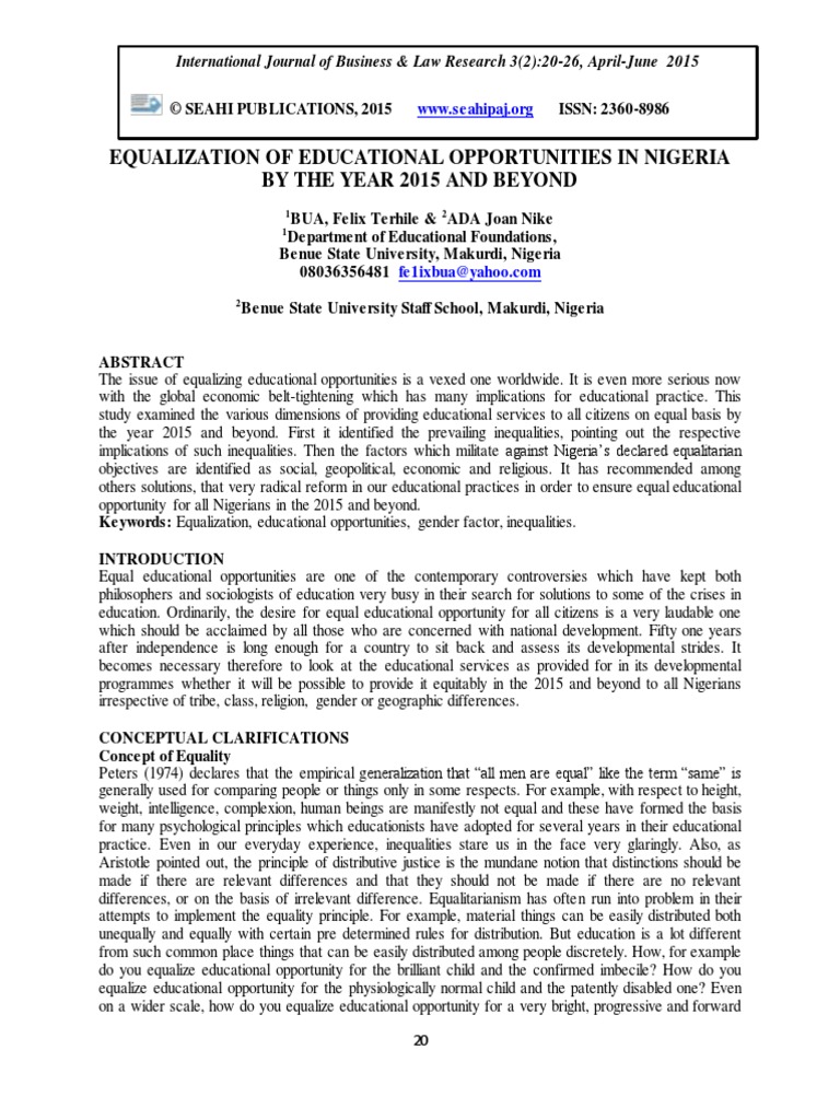 Equality of Educational Opportunity | PDF | Equal Opportunity | Social ...