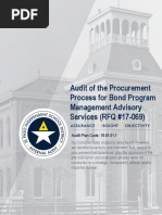 Audit of Procurement for Bond Program Mgmt Advisory Svcs (RFQ17-069)