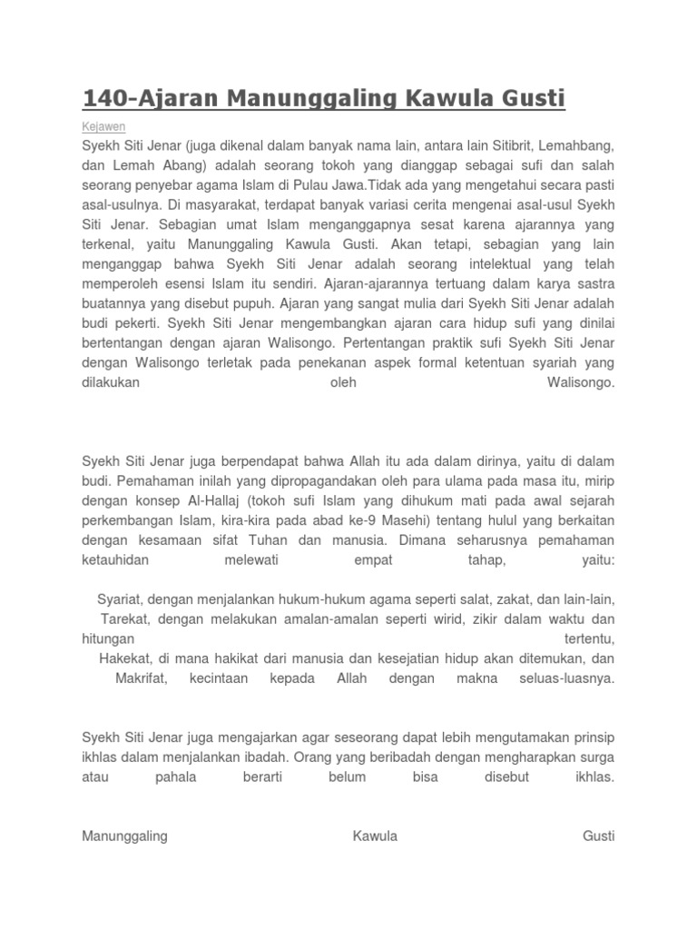 140 Ajaran Syekh Siti Jenar