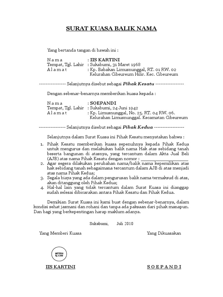 Download Contoh Surat Kuasa Pengurusan Sertifikat Tanah Doc / Surat Kuasa Pengambilan Sertifikat Tanah / Surat permohonan pencabutan laporan polisi.