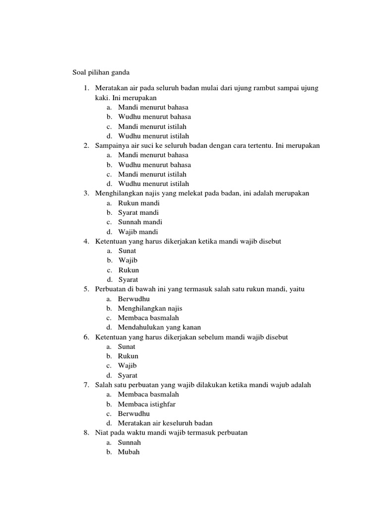 Soal Pilihan Ganda Esay