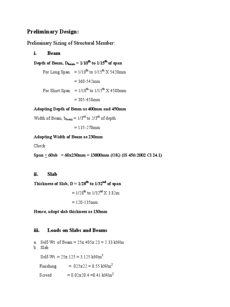 Preliminary Sizing | PDF | Beam (Structure) | Building