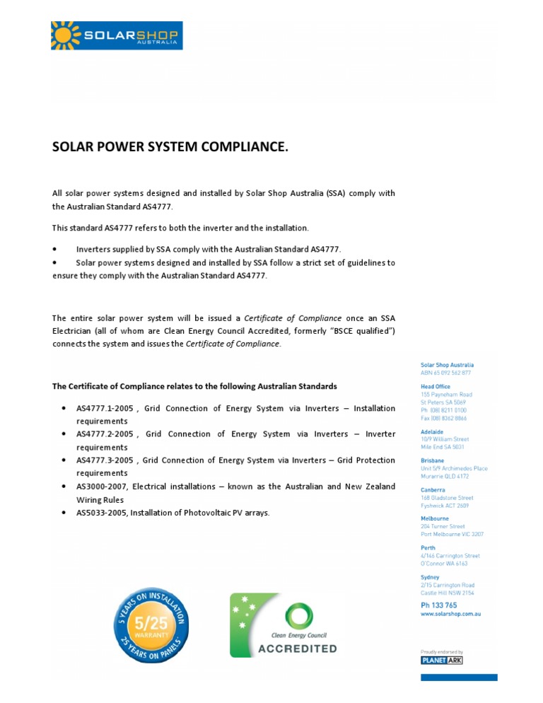 Compliance To Australian Standards PDF