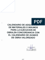 Calendario de Adquisicion de Materiales o Insumos