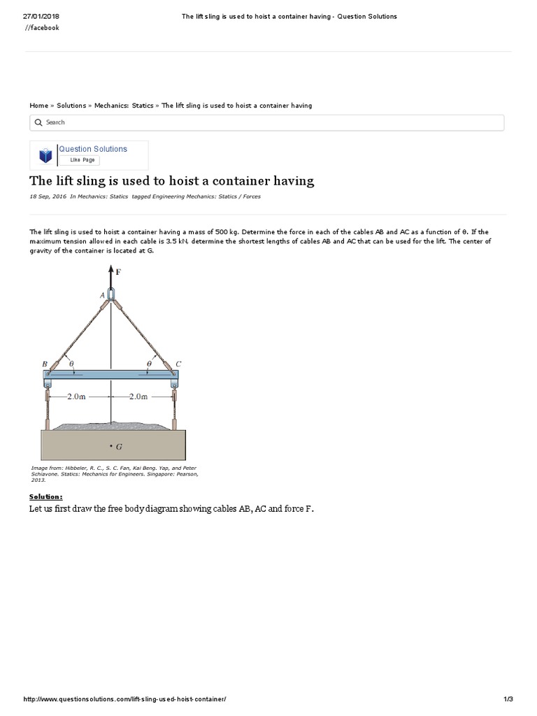 The Lift Sling Is Used To Hoist A Container Having Question Solutions