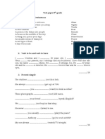 8th Grade Test Paper Vocabulary, Grammar and Questions