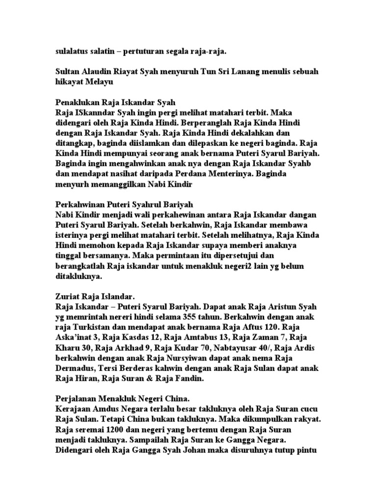 Nota Ringkas Sulalatus Salatin Pdf