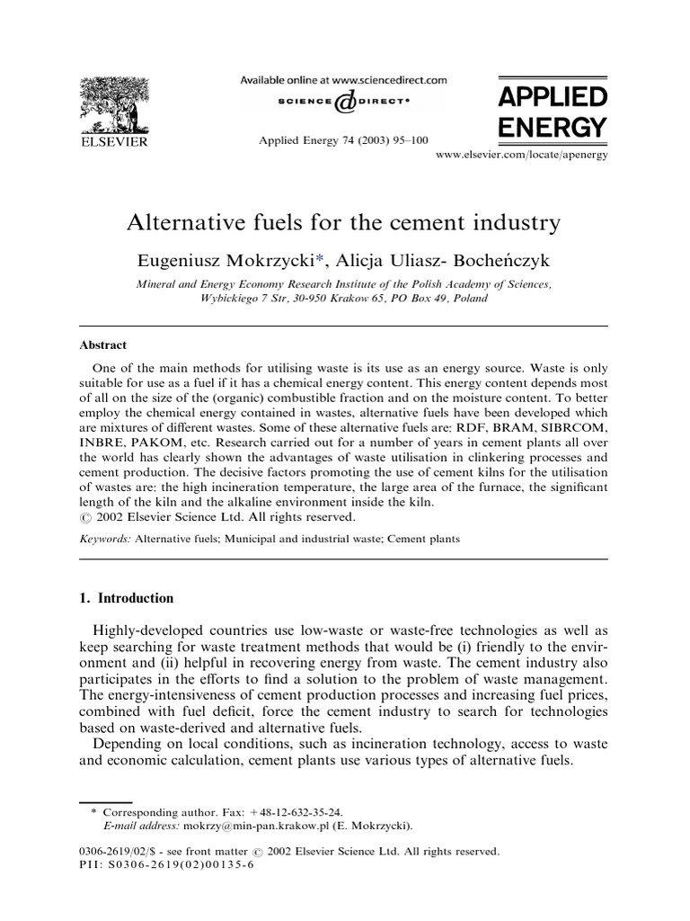 Alternative Fuels For The Cement Industry PDF | PDF | Incineration | Fuels