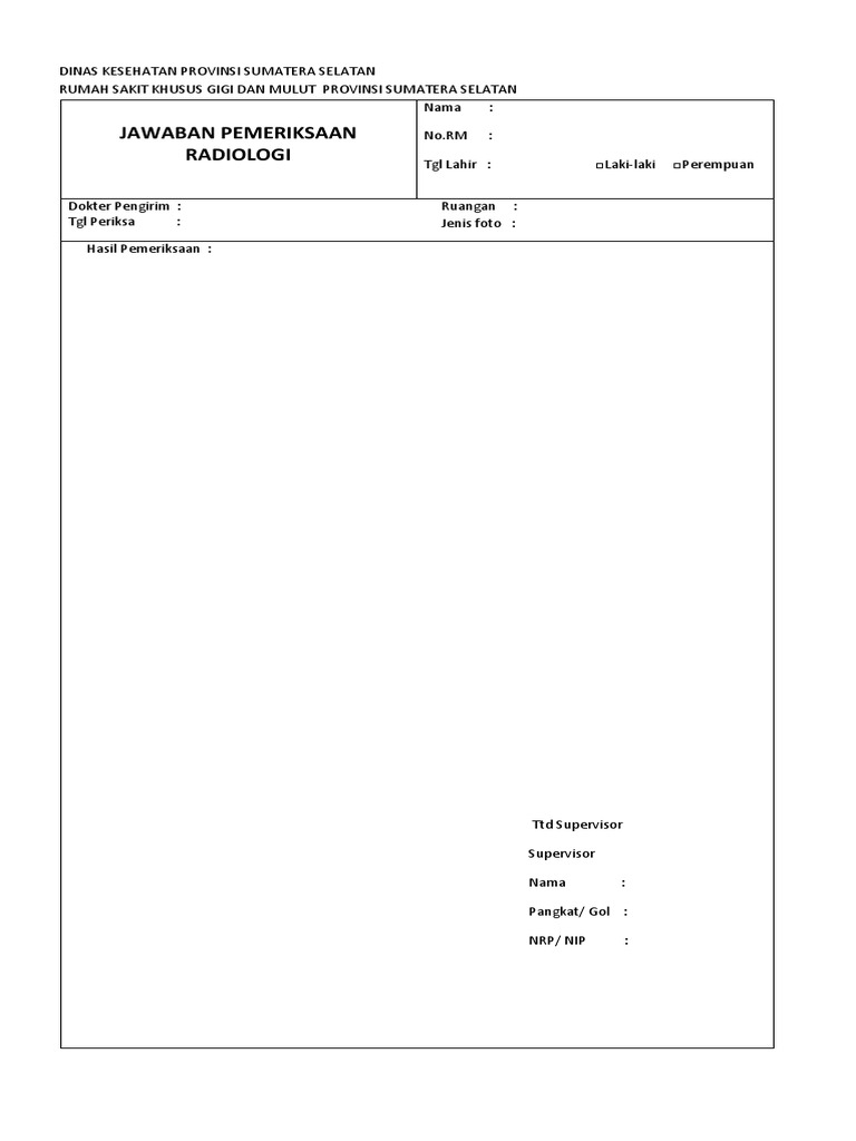 Formulir dan Hasil Radiologi Dental | PDF