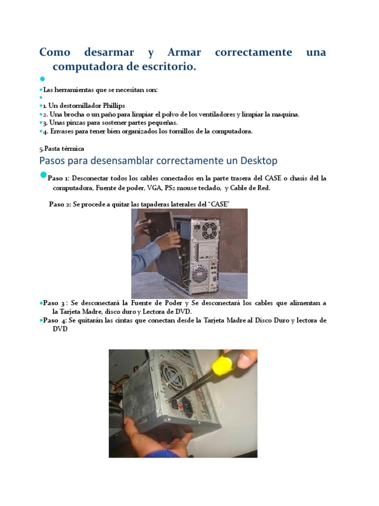 Como Desarmar y Armar Correctamente Una Computadora de Escritorio ...