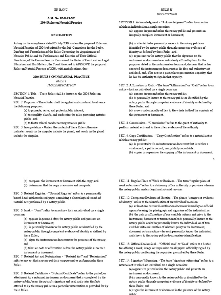 A M NO 2813 SC Notarial Practice Rule PDF Notary Public Signature