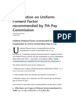 Clarification On Uniform Fitment Factor Recommended by 7th Pay