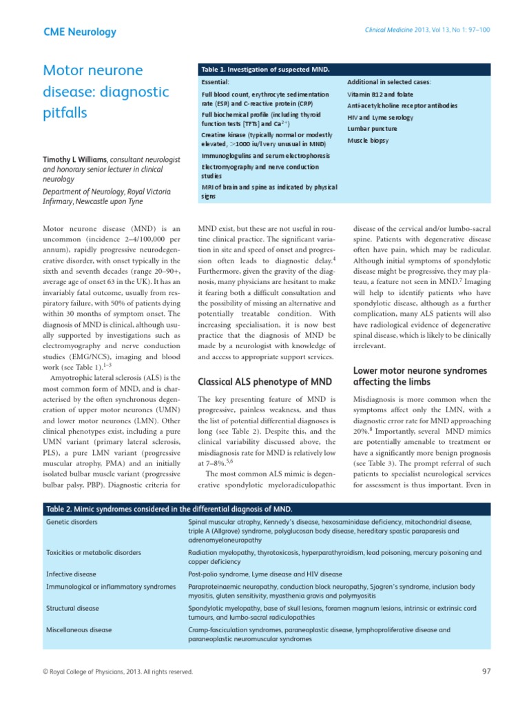 Motor Neurone Disease PDF | PDF | Amyotrophic Lateral Sclerosis | Neurology