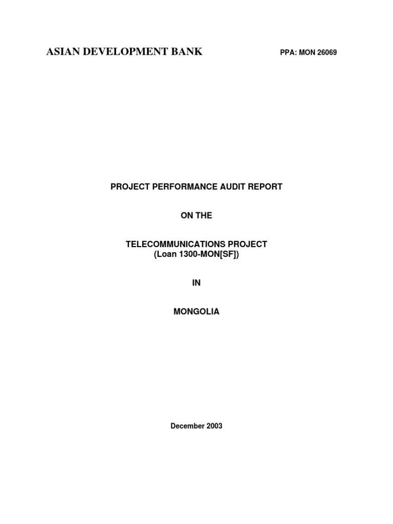 Asian Development Bank: Project Performance Audit Report | PDF