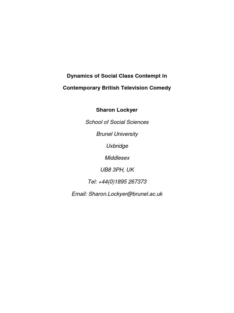 Social Class Contempt in British Comedy | PDF | Entertainment (General)