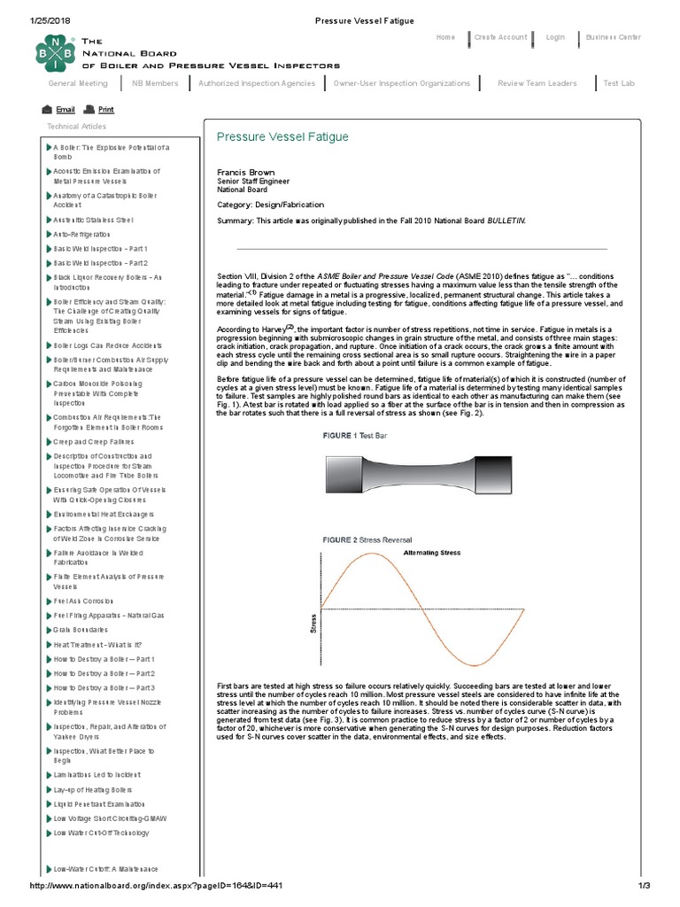 Pressure Vessel Fatigue PDF Fatigue (Material) Boiler