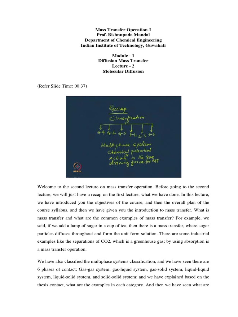 Molecular Diffusion in Mass Transfer | PDF | Mole (Unit) | Diffusion