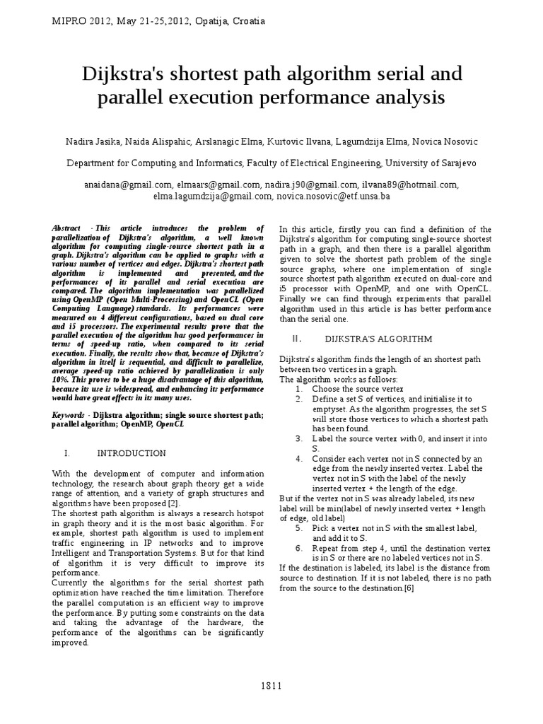 Dijkstra's Shortest Path Algorithm Serial and Parallel Execution ...